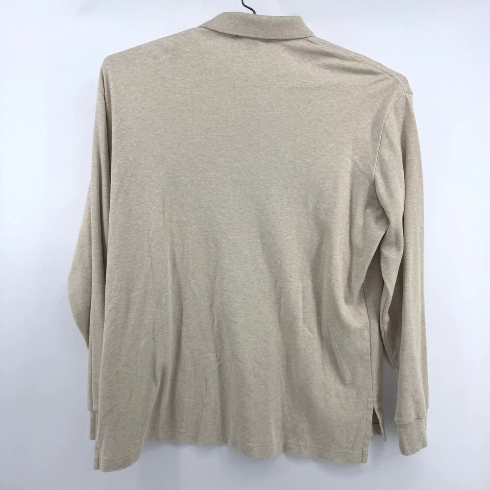 Polo Ralph Lauren Polo Shirt Mens XXL Long Sleeve‎ Beige Classic Fit Pony Logo